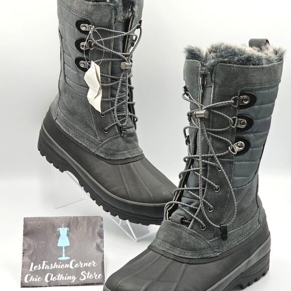 NWT Lands' End Women's Gray Squall Insulated Waterproof Snow Boots Sz 9B 2914 - Picture 11 of 15